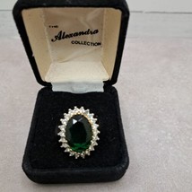 The Alexandra Collection Ring 18k GF SZ 9 White &amp; Green On Yellow Gold READ - £27.01 GBP