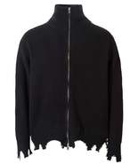 Men&#39;s Distressed Hem Ribbed Knit Zip-Up Cardigan - $165.58 CAD