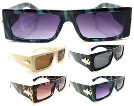 Slim Sleek Thick Bold Square Sunglasses Classic Casual Retro Designer Fashion - £7.95 GBP