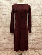 Nina Leonard Petite Pp Wine Black Sweater Dress Crewneck Sheath Acrylic Wool New - $63.20