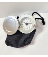 NEW Pottery Barn Aldo Travel Alarm Clock Battery  Silver Plated Mini Siz... - $39.10