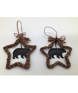 Set of 2 Rustic Star Ornaments 5x5 Black Bear Lodge Cabin Woodland Chris... - $291.11 MXN