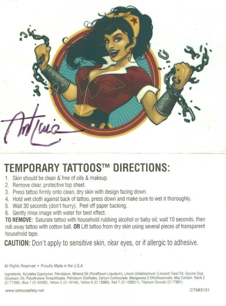 Ant Lucia Art SIGNED Wonder Woman Bombshells DC Comics Promo Temporary T... - $7.91