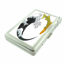 Zen Fish Em1 100&#39;s Size Cigarette Case with Built in Lighter Metal Wallet - £17.32 GBP
