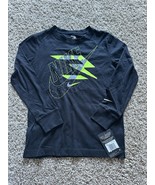 Nike Boys Black Volt Long Sleeve Shirt Pull Over Size Small Logo Cotton ... - $20.50 CAD