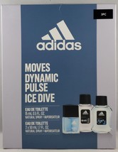 Adidas Moves Dynamic Pulse Ice Dive Eau De Toilette Cologne 3-Pieces Gift Set - £26.78 GBP