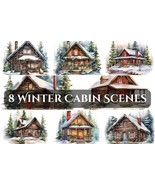 Snowy Watercolor Cabin Scenes - $13.65 CAD
