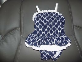 Janie And Jack Navy Blue/White Bow Print Swimsuit Size 3/6 Months NEW - $40.50