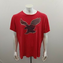 American Eagle Logo T Shirt Men&#39;s Size XXL Red Classic Fit Crew Neck Short  - £7.01 GBP