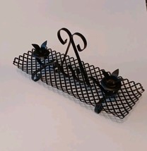 Vintage Black Rectangle Metal Mesh Candle / Votive Centerpiece - $21.46