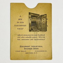 Vtg 1900&#39;s Emigrant Industrial Savings Bank New York Ledger Book Sleeve ... - £7.44 GBP