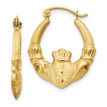 14K Gold Claddagh Hoop Earrings Polished Jewelry Fashion Jewelry   23 X 19mm - £100.12 GBP