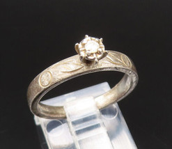 925 Sterling Silver - Vintage Etched Swirl Genuine Diamond Ring Sz 7.5 - RG25508 - £39.26 GBP