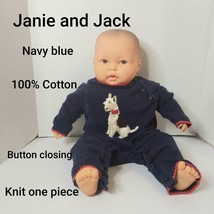 Janie And Jack Navyblue Button Closing 100% Cotton One Piece Size 6 To 1... - $10.00