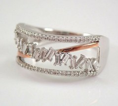 2Ct Baguette Cut VVS1 Diamond Engagement Band Ring 14K Two Tone Gold Finish - £124.56 GBP