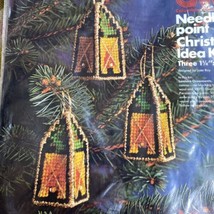 Vintage Columbia-Minerva Needlepoint Christmas Kit 1978 Lantern Ornaments - $26.36