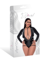 MAGIC SILK LIQUID ONYX LONG SLEEVE TEDDY WITH HARNESS CAGING QUEEN SIZE ... - $910.58 MXN