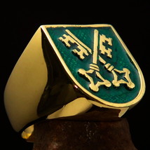 Perfect Mens Secret Pinky shield Ring green crossed Skeleton Keys - solid Brass - £21.90 GBP+