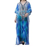 Ashro Woman Caftan Dress Free Size Satin Pullover Print Georgette Ramdan... - £25.54 GBP