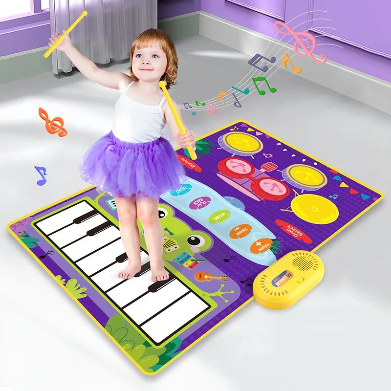 Baby Musical Piano Drum Play Mat 2 in 1 for Kids Toddlers Floor Keyboard Dance - £20.34 GBP