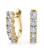 14K Yellow Gold Round Lab Grown Diamond Huggie Hoop Earrings 2.00ctw - €5.932,66 EUR
