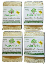 4 DuraFresh Natural Okra Eco-Scrubby 2 Packs Eco-Responsible Tough 8 Pad... - £16.61 GBP