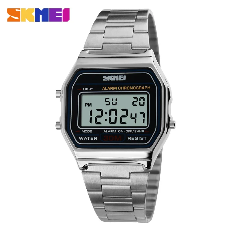    LED Digital  Watch Fashion Casual  Wrist Watch Men Stainless Steel  Waterproo - £81.08 GBP
