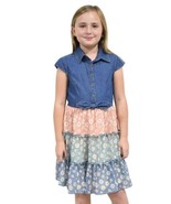 Zunie Girls Boys Dress Multicolor Denim Short Cap Sleeves Tiered Summer ... - $42.99