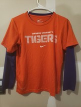 Nike Clemson Tigers Long Sleeve Dri Fit Shirt orange blue size M - £13.57 GBP