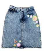 Jack Mulqueen Upcycled Denim Skirt Womens 7 80s Acid Wash Hand Painted F... - €29,75 EUR