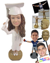 Personalized Bobblehead Graduated Girl Having Some Clicks Wearing A Gown And Hol - £72.72 GBP