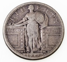 1917-S 25C Type 1 Standing Liberty Quarter in Very Good VG Condition - €74,62 EUR