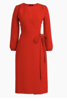 NWT $138 J. Crew Wrap Dress in 365 Crepe Red H6292 Size 0 Holiday Party - £38.95 GBP