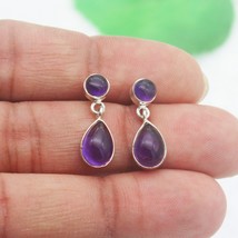 925 Sterling Silver Purple Amethyst Earrings Handmade Jewelry Gemstone E... - $38.20