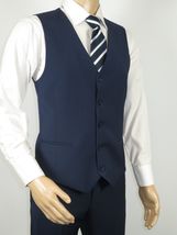 Men Suit BERLUSCONI Turkey 100% Italian Wool Super 180's 3pc Vested #Ber20 Navy image 7