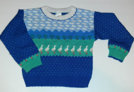 Vintage Toddler Sweater 3T Geese Trees Clouds Preppy 80s Acrylic Fairy Kei - £15.55 GBP