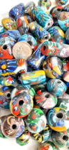 Indian Glass Beads Varying Sizes, Large Hole (10) Many Shapes, Colors and Sizes - £3.17 GBP