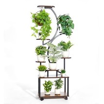 61&quot; Tall Indoor Plant Stand with Grow Lights, 8-Tier Metal Flower Rack f... - £83.97 GBP