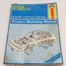 Dodge Aries &amp; Plymouth Reliant Haynes Automotive Repair Manual 1981 thru 1986 - £7.72 GBP