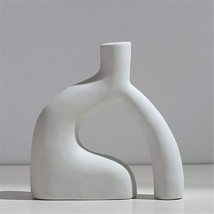 White Ceramic Vase, 5 Point 9&#39;&#39; X 5 Point 9&#39;&#39;, Nordic Style Modern Minimalist - £28.27 GBP