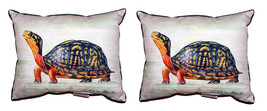 Pair of Betsy Drake Happy Turtle Small Pillows 11X 14 - £54.50 GBP