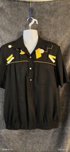 VTG Black 80&#39;s Blouse With Geometric Yellow Shapes Size 14 USA - £14.12 GBP