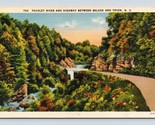 Pacolet River And HWY Between Saluda And Tryon NC UNP Linen Postcard O3 - $3.91