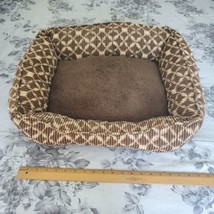 AKC American Kennel Club Brown Beige Pet Dog Cat Bed 22x18 Polyester Faux Fur - £39.07 GBP