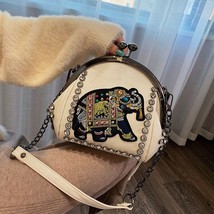 Luxury Women Shoulder Bag Embroidery Elephant Crossbody Bag Crystal Shining Shel - £37.18 GBP