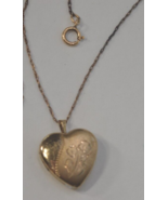 Marked 14K GF PPC 2 Picture Heart Locket &amp; Dainty Chain Necklace 20&quot; Vin... - $753.96 MXN