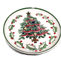 Vintage 1956 Geo. Z. Lefton Plate 8&quot; Christmas Tree Holly Berries Japan EUC - £14.68 GBP