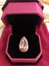 Pink Simulated Teardrop Diamond Silver Ring Size 6.5 - £55.78 GBP