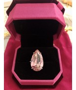  Pink Simulated Teardrop Diamond Silver Ring Size 6.5 - £55.01 GBP