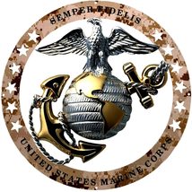 USMC Officer Round Large Wall Emblem Desert Camo 19&quot; Marine Corps Semper FI - $74.95